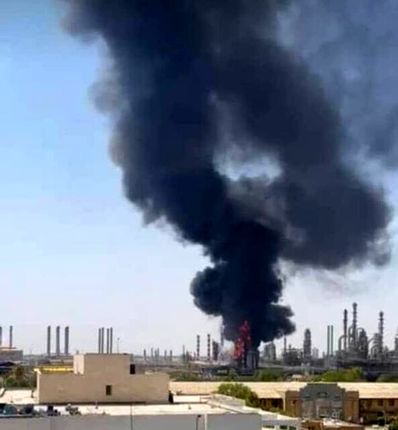 آتش سوزی در واحد ۷۵ شرکت پالایش نفت آبادان